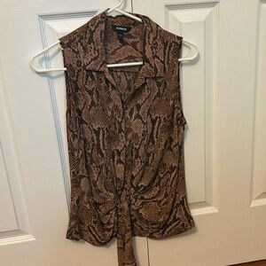 Express Brown Snakeskin Portofino ring tie detail at bottom Small